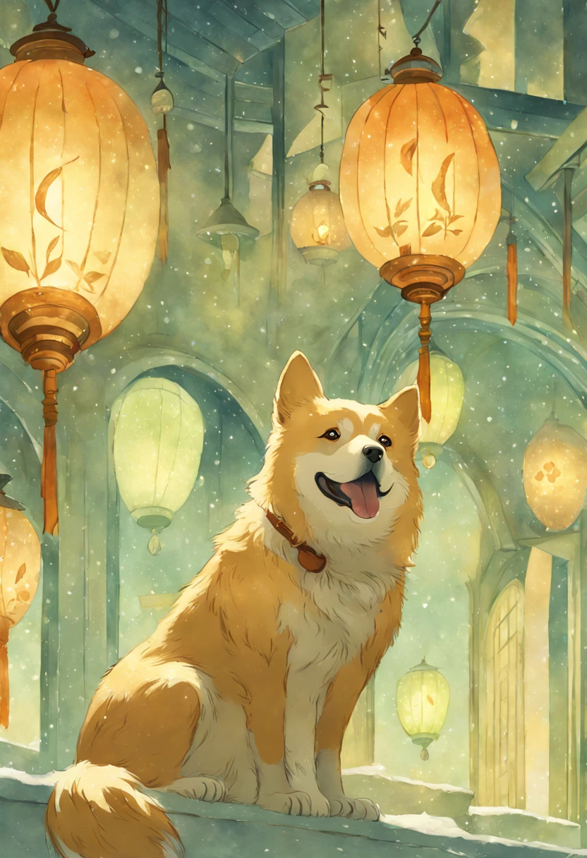 1dog, breathtaking Hachiko the Akita-inu in a poignant watercolor, waiting under a softly lit lantern, snow gently falling, (E. H. Shepard illustration style:1.3), (pastel palette:1.1), (emotive brushwork:1.2), (tranquil atmosphere:1.2), (textured paper effect:1.2) . award-winning, professional, highly detailed, 8k resolution concept art by Greg Rutkowski dynamic lighting hyperdetailed intricately detailed Splash art trending on Artstation triadic colors Unreal Engine 5 volumetric lighting Alphonse Mucha WLOP Jordan Grimmer orange and teal