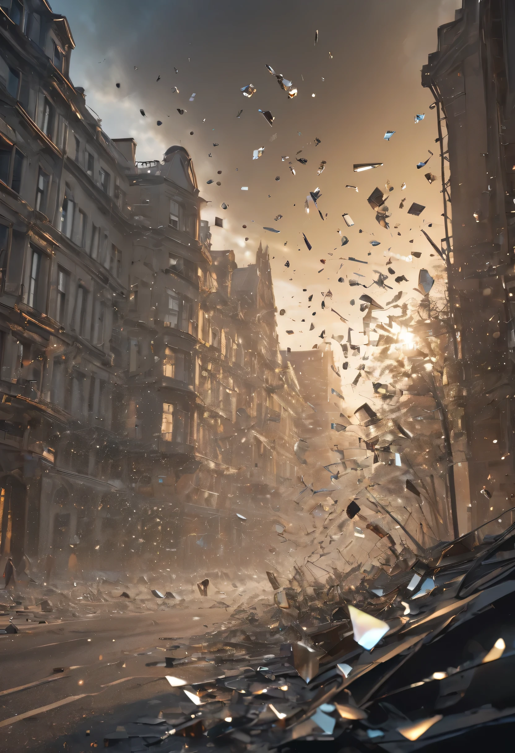 （best quality，Super fine，fidelity：1.37），Bullets flew through the air，broke the glass。Instant capture，penetrating glass shards，Detailed bullet trajectories，slam，Shards of glass were scattered all over the place，There are debris in the air，slow motion freeze，high speed capture，dynamic chaos，Precise timing，Flying debris，suspended in the air，dance clip，stained glass shards，refracted light，moving rapidly，translucent fragments，windows in fragments，