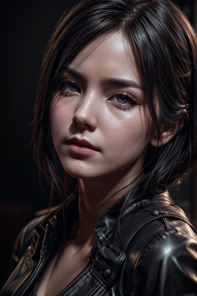 Charlie Bowater, stanley artgerm lau, a character portrait, sots art, sharp focus, smooth, aesthetic, extremely detailed, octane render,solo, dark industrial background, rtx, rock clothes, cinematic light, intricate detail, highly detailed, high res, detailed facial features