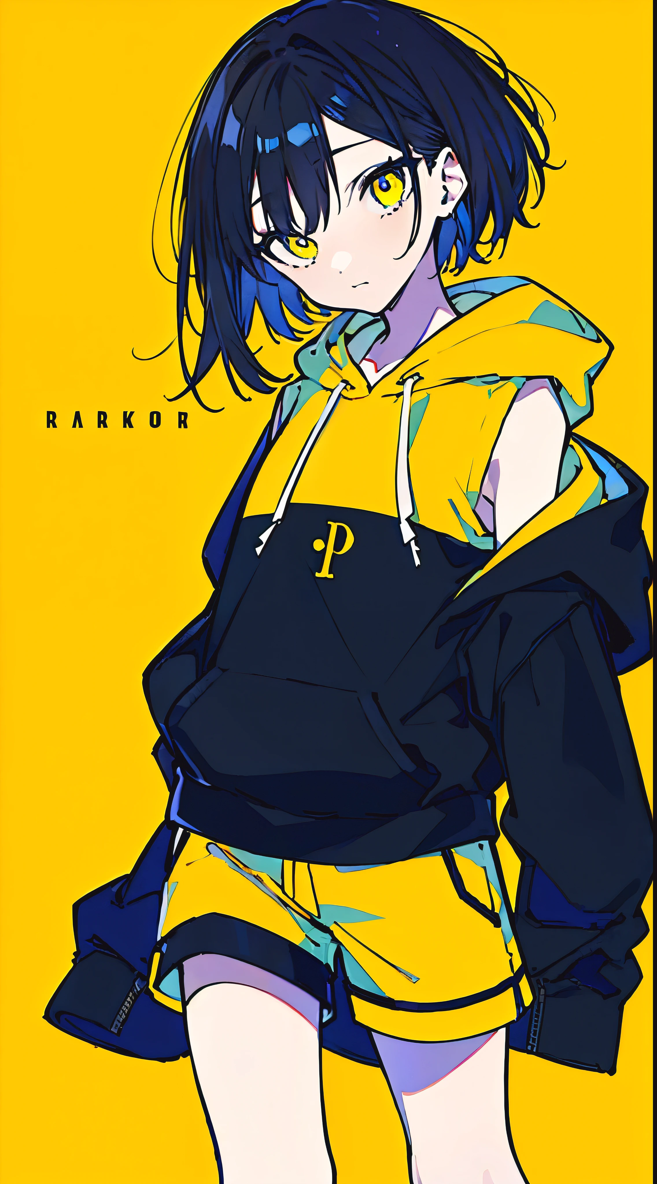 (masterpiece, highest quality:1.6), alone, thick outline, (simple background, Dark yellow background, monochrome, alone, dark yellow theme:1.2), official art, Key Visual, 8K, confused, whole body, (Unique hair, oversized hoodie, hot pants, arch back, short torso:1.2), belly button, thighs, cowboy shot, HDR, sharp focus, High resolution, most detailed, very detailed, Super detailed, finely, detailed eyes and face, sharp pupils, realistic student