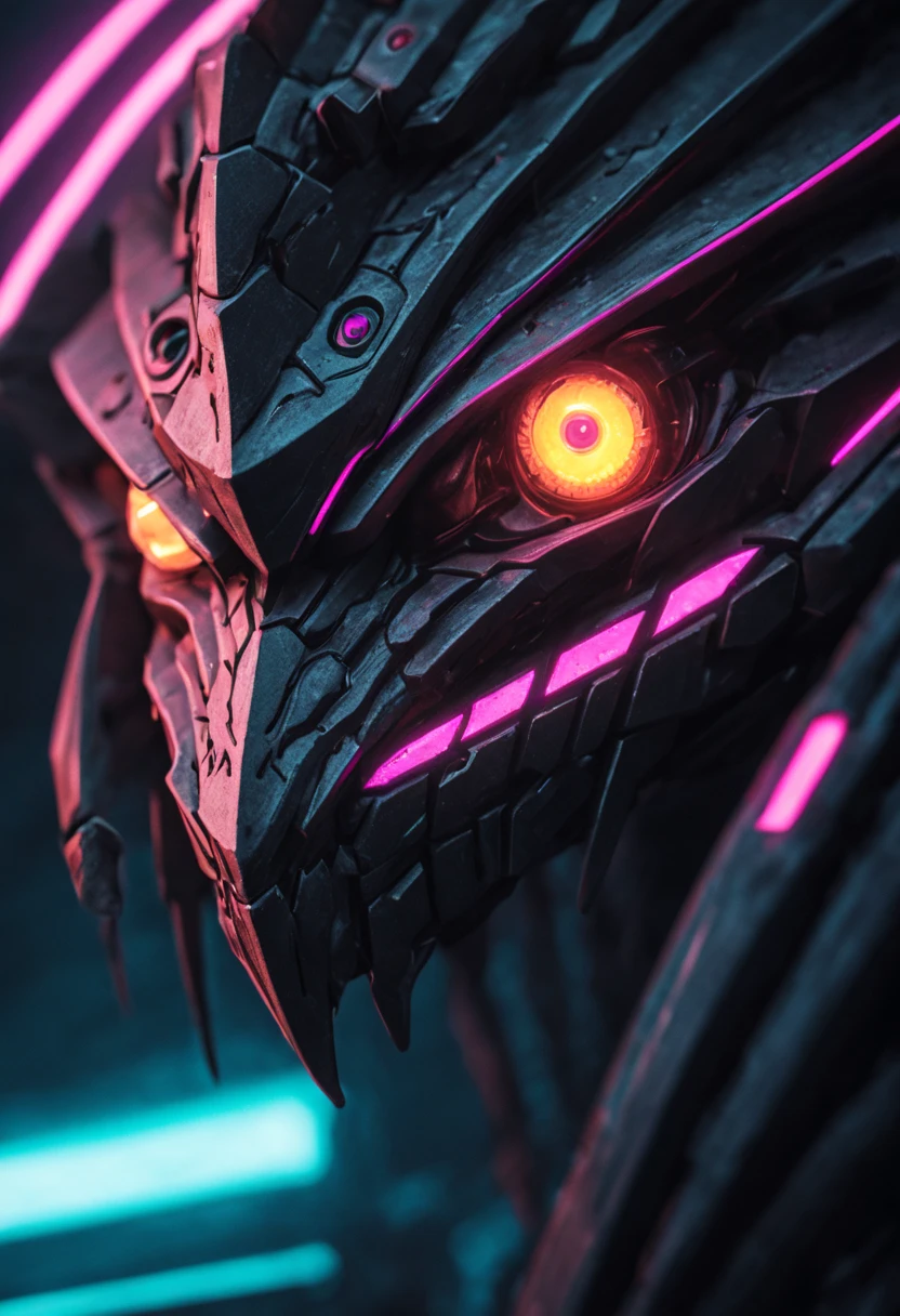 macro clarity quality, closeup portrait, Cyberpunk dragons, In a cyberpunk neon room,, glowing eyes, darken color, dark shot, pastel colors, film grainy, usufruct, Spooky like