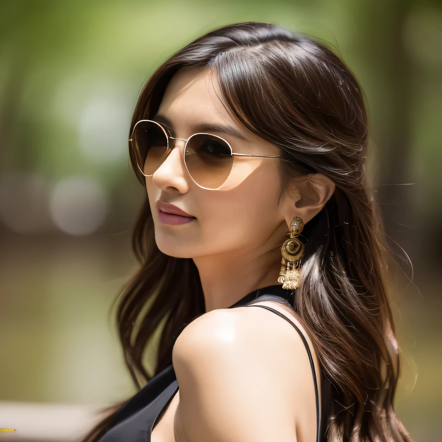 (best quality,4k,8k,highres,masterpiece:1.2),ultra-detailed,(realistic,photorealistic,photo-realistic:1.37),indian gorgeous 23 years old women, black dress, sun glasses, sexy, beautiful