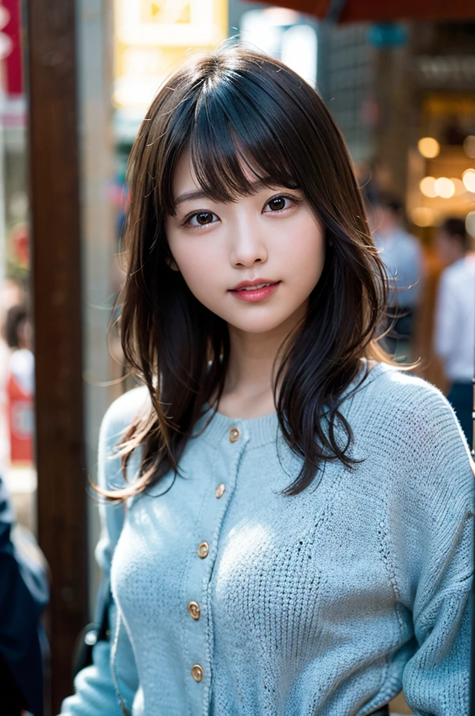 (8k, RAW photo, best quality, masterpiece:1.2), (realistic, photo-realistic:1.37), ultra-detailed, ultra high res,1 girl,looking at viewer,beautiful detailed face,smile,narrow,(slim waist:1.3),shirt, beautiful detailed skin, skin texture, floating hair,professional lighting,