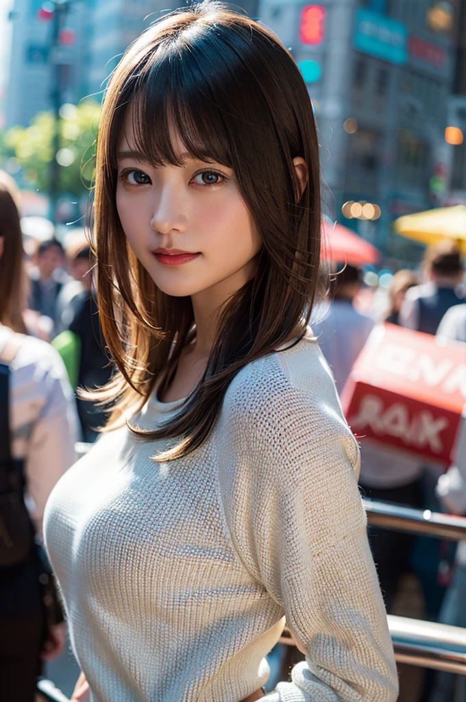 (8k, RAW photo, best quality, masterpiece:1.2), (realistic, photo-realistic:1.37), ultra-detailed, ultra high res,1 girl,looking at viewer,beautiful detailed face,smile,narrow,(slim waist:1.3),shirt, beautiful detailed skin, skin texture, floating hair,professional lighting,