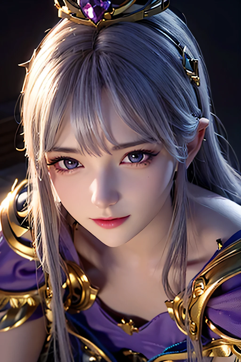 a close up of a woman wearing a crown and a purple top, unreal engine render + a goddess, fantasy style 8 k octane render, 4 k detail fantasy, cinematic goddess close shot, 8k portrait render, 3 d render character art 8 k, 8 k cg render, game cg, hyperdetailed fantasy character, 8k octae render photo, 8 k character details