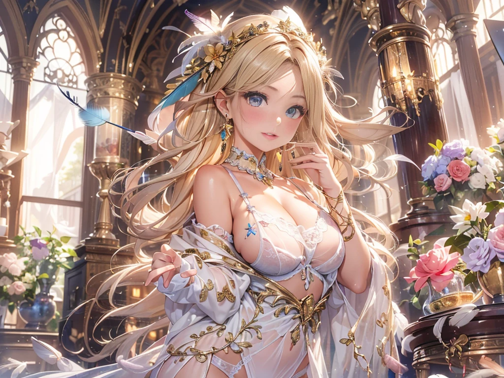 去最高のmasterpiece、beautiful美しさ, 3D two-dimensional, rich, blonde, skirt, stockings, high heels, poison、star、star、(Highly detailed CG Unity 8K wallpaper),(masterpiece), (最high quality), (Super detailed), (best work),(best shadow), (sharp eyeliner, eye shadow, fine eye:1.1), (超High resolution,realistic,最high quality,realistic),(8K,RAW photo,最high quality,マstarプル),mature woman、sensual curves、huge breasts、thighs、bubble、お尻のmasterpiece, 最high quality, Super detailed, full body shot, mature woman, beautiful mature woman, nightgown and underwear, enchanting smile, thick lips, Chubby lips, blush, looking at the viewer, provocative expression, beautiful髪型, cleavage, Plump、curvy hips、attractive face、sexy lingerie、an inviting gaze、Expression of emotions、Lewd underwear、(((erotic see-through lingerie set)))、Standing position、gorgeous accessories 、big breastsの女性, bare shoulders, golden hair, colored feather, metal ornaments, colored flowers, particle, light, (masterpiece, 最high quality, 最high quality, official art, beautiful and aesthetic:1.2), (1 girl:1.3), very detailed,(fractal art:1.1),(colorful:1.1)、(flowers:1.3),most detailed,(zentangle:1.2), (dynamic pose), (abstract background:1.3), (shiny skin), (lots of colors :1.4), ,(earrings:1.4), (feather:1.4),masterpiece, 最high quality, Super detailed, 30~40 years, full body shot, beautiful 、various hairstyles,gold headband,plump breasts,beautiful butt,greek clothing,Tulle covers the breasts,perfectly proportioned, detailed clothing details,marble,god statue,cinematic lighting, film grain, 8K, masterpiece, Super detailed, high detail, high quality, High resolution,(((NSFW:1.2)))、exposed chest、Openwork decoration,(((see through dress)))、(((解剖学的に正しいbody))) , 最high quality, Super detailed, (((Lewd underwear)))、raise your butt, from below, (((R-18)))、Hakari、thighs, big breasts, Are standing, cowboy shot, blush, (((1 girl))), (masterpiece:1.3), (High resolution), (8K), (very detailed), perfect face, Nice eye and face, (((最high quality))), (Super detailed), detailed face and eye, (alone), High resolution、beautifuleye,(((sexy pose)))、(((整ったbig breasts)))、((beautiful eye))、luxury、(((超High resolution)))、(((detailed description)))、(((ぽっちゃりbody型)))、(((解剖学的構造に一致したbodyの部位)))、beautiful長いまつ毛、バランスのとれたbody型,2 feet、Just the right size for your legs and arms、Fishnet tights、glamorous、(((Clear white and black eye)))、lipstick、Sparkling、(Undistorted face, eye, body)、jewelry、gem、(長くカールしたbeautifulまつ毛)、(((バランス良いbeautiful胸)))、(transparent, Exquisite skin:1.2)、(((完璧なglamorousボディー)))、actress face、Super beautiful、cute smile、Healing beauty、Flower shower、完璧なeye、realistic depiction、super sexy、shiny、glamorous、double eyelids、Good dark compensate、compensate、ぼやけていないeye