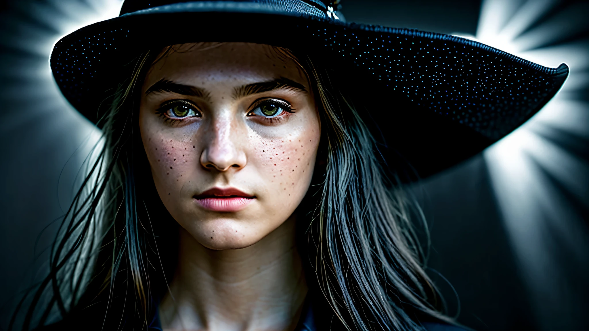 (front focus),(in the dark:1.6), Surrealistic Portraits of Women by David Hockney and Alphonse Mucha, fantasy art, Realistic photos, dynamic light, art station, poster, Volumetric light, Very detailed face, 4K, 1 girl, in the dark, deep shadow, low noise, cowboy shoot, (formal clothes:1.4), long hair, white hair,