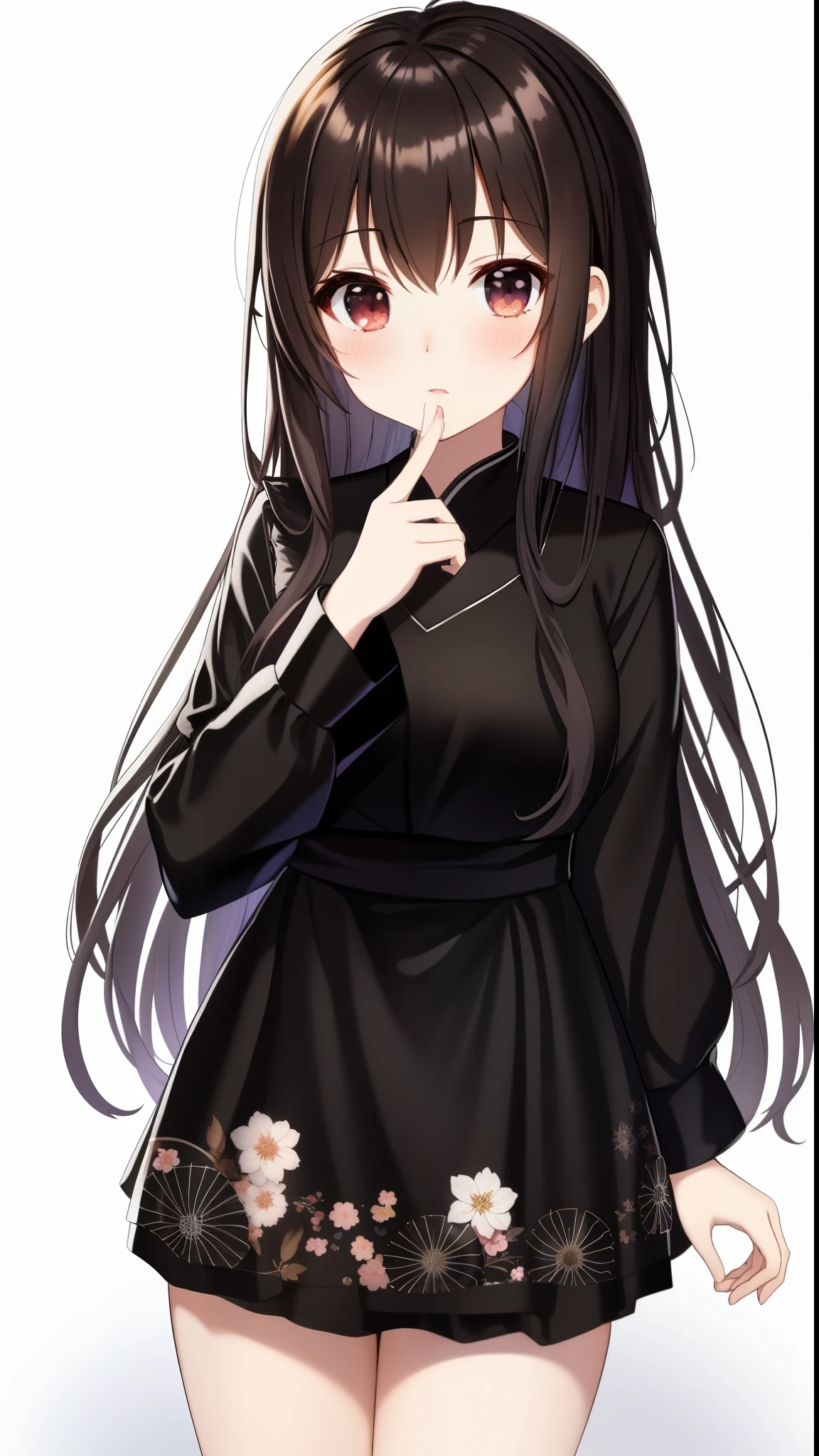 anime girl in a black dress with a flower in her hair, Cute anime wife in a nice dress, anime girl wearing a black dress, cute anime girl, anime moe art style, pretty anime girl, attractive anime girl, beautiful anime girl, (anime girl), seductive anime girl, cute anime girl portrait, anime girl with long hair, Cute girl anime visual