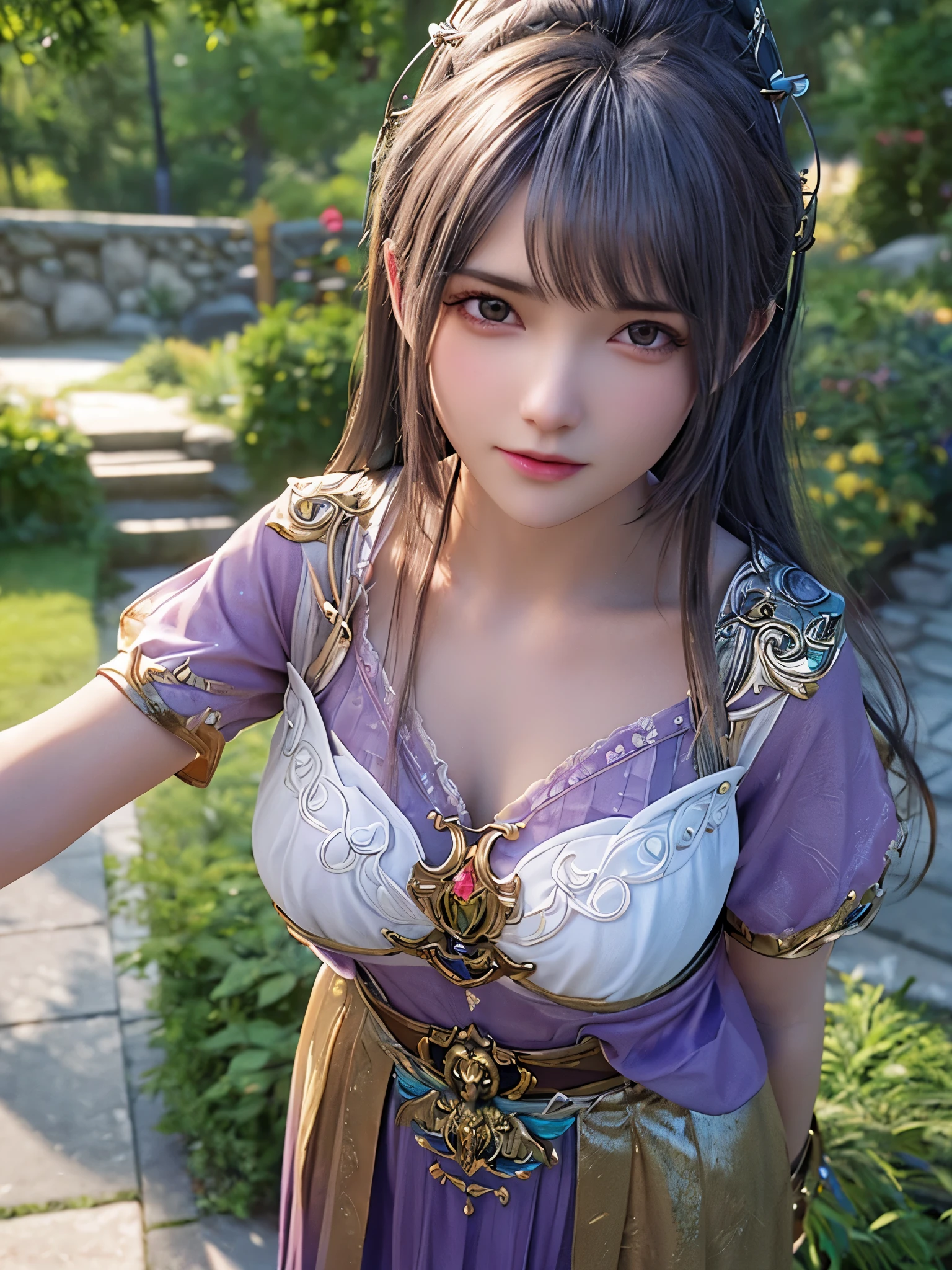 a close up of a woman wearing a purple top, unreal engine render + a goddess, fantasy style 8 k octane render, 4 k detail fantasy, cinematic goddess close shot, 8k portrait render, 3 d render character art 8 k, 8 k cg render, game cg, hyperdetailed fantasy character, 8k octae render photo, 8 k character details
