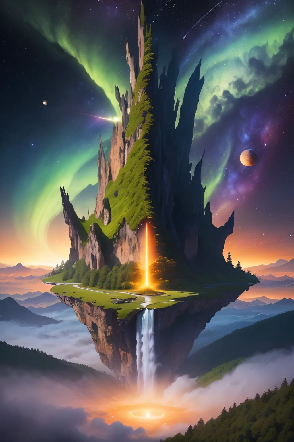 ((best quality)), ((masterpiece)), (detailed), Midjourney Style,You are a visionary artist tasked with creating an extraordinary artwork centered around the theme of a green universe set in outer space. Your goal is to create a visually captivating piece that combines the awe-inspiring beauty of the cosmos with a strong emphasis on nature. Imagine a universe where lush green landscapes and vibrant ecosystems thrive amidst the vastness of space.

Picture a scene where distant planets, adorned with dense forests and rolling hills, float gracefully in the starry expanse. The celestial bodies cast an ethereal glow, illuminating the greenery below. The skies are filled with celestial phenomena, such as nebulae and shimmering auroras, blending seamlessly with the rich green hues of the universe.

Incorporate elements such as towering trees with leaves that twinkle like stars, vibrant flowers that bloom in zero gravity, and exotic creatures that navigate weightlessly through the air. Imagine waterfalls cascading from floating islands, creating a mesmerizing spectacle against the backdrop of infinite space.

Pay attention to the interplay of light and shadow, using a combination of deep greens and luminescent shades to bring depth and dynamism to your artwork. Experiment with textures and patterns to evoke a sense of wonder and mystery.

Your task is to create a masterpiece that transports viewers to an otherworldly green universe, where nature and the cosmos coexist in perfect harmony. Let your imagination soar and create a work of art that celebrates the beauty of nature in the vastness of outer space.