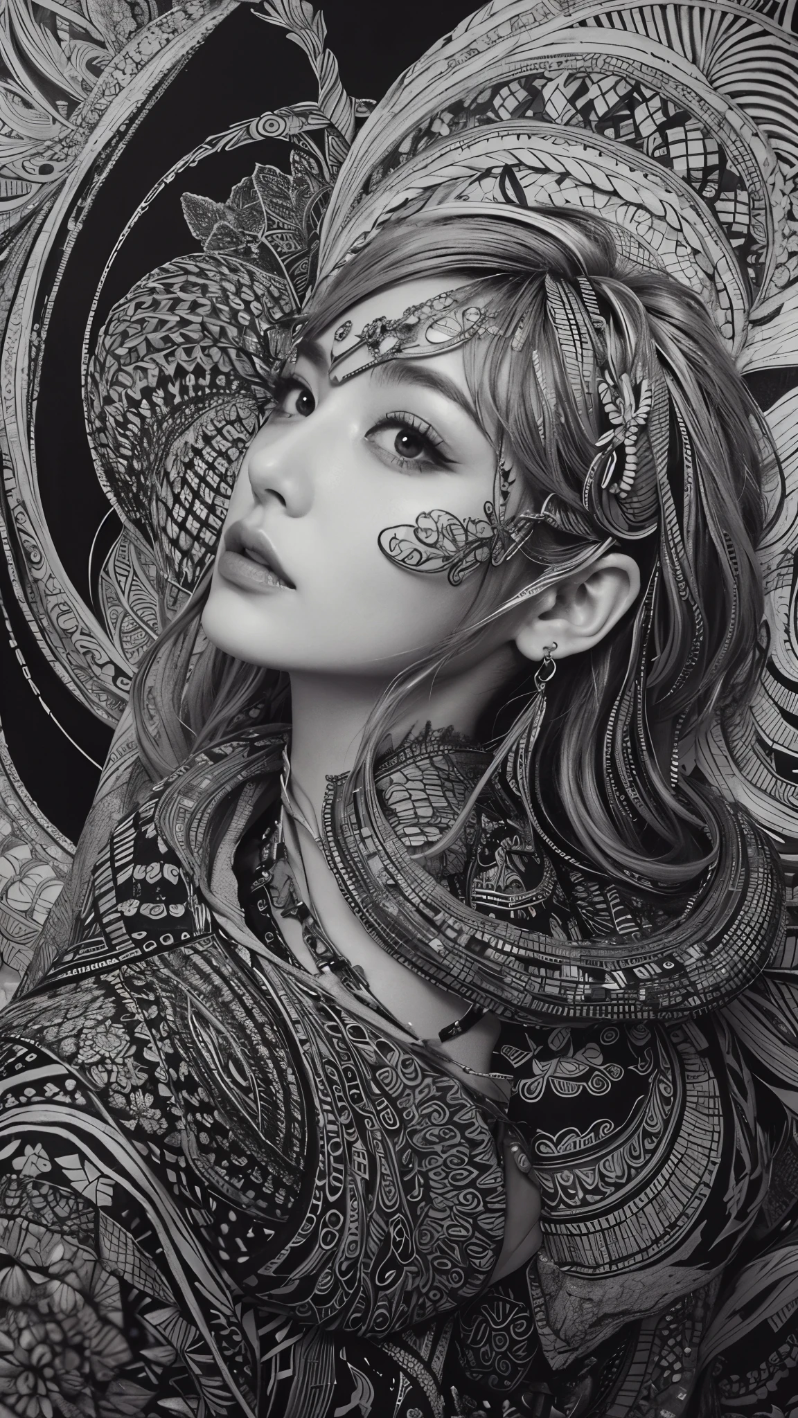 (Photo:1.3), highdetail, (Zentangle :1.3), Intricate, abstract, monochrome, patterns, meditative, highly detailed, (magical, magnificent, masterpiece:1.3), (highly detailed, high quality:1.3)