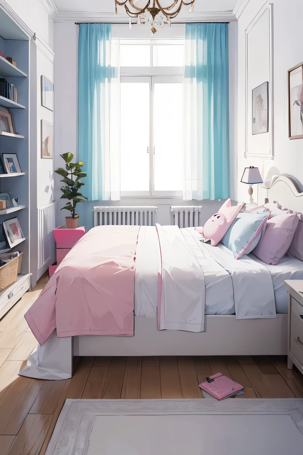 une illustration d'une chambre de fille moderne le jour