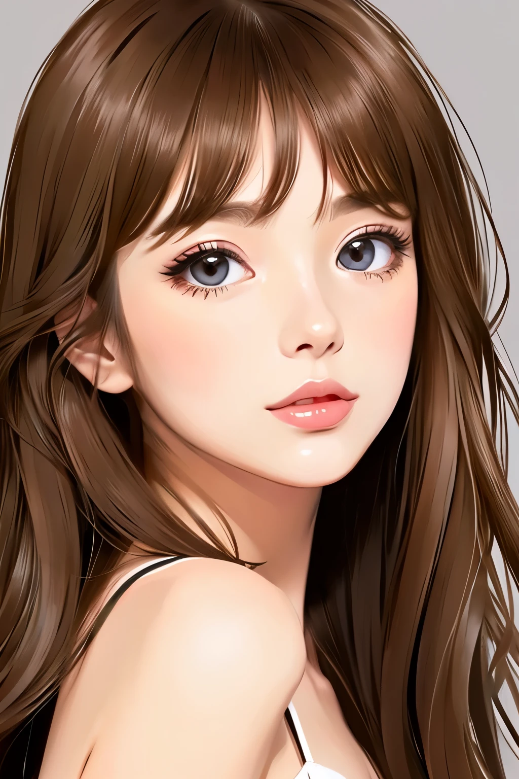 girl，curls，Head close-up