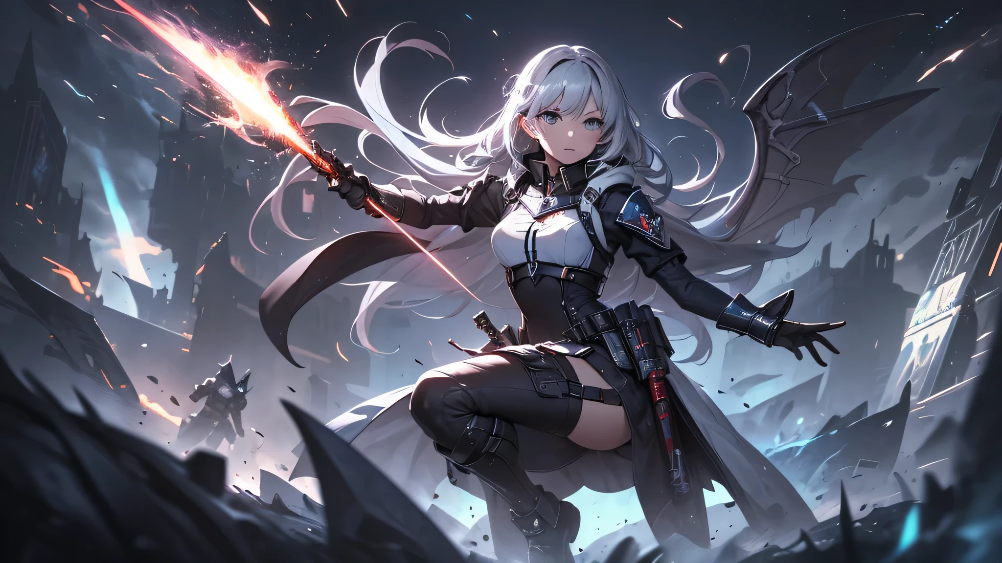 graygoo,sword on hand,plane