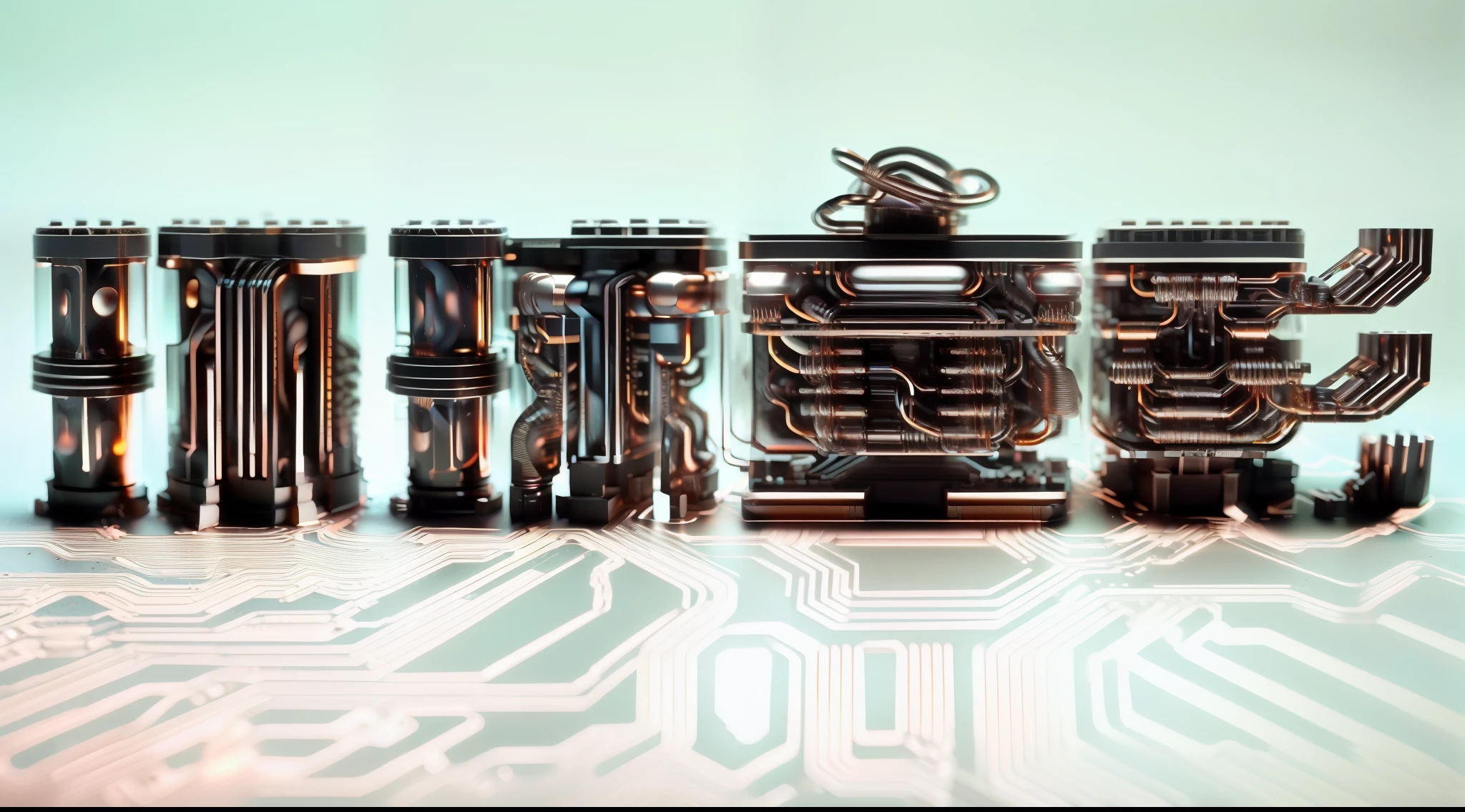 simple background,masterpiece,best quality,super detailed,microphone,vacuum tube,chip,button,Effects,data cable,carved pattern,chip组成的文字,Glow in the dark,Electronic,earphone,Colored lights