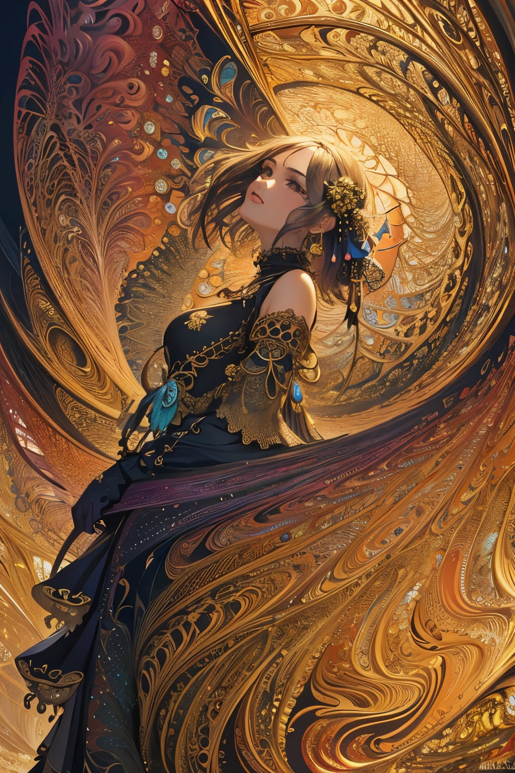 (masterpiece, highest quality, highest quality, official art, beautiful and aesthetic:1.2), (1 girl), very detailed,(fractal art:1.3),colorful,most detailed