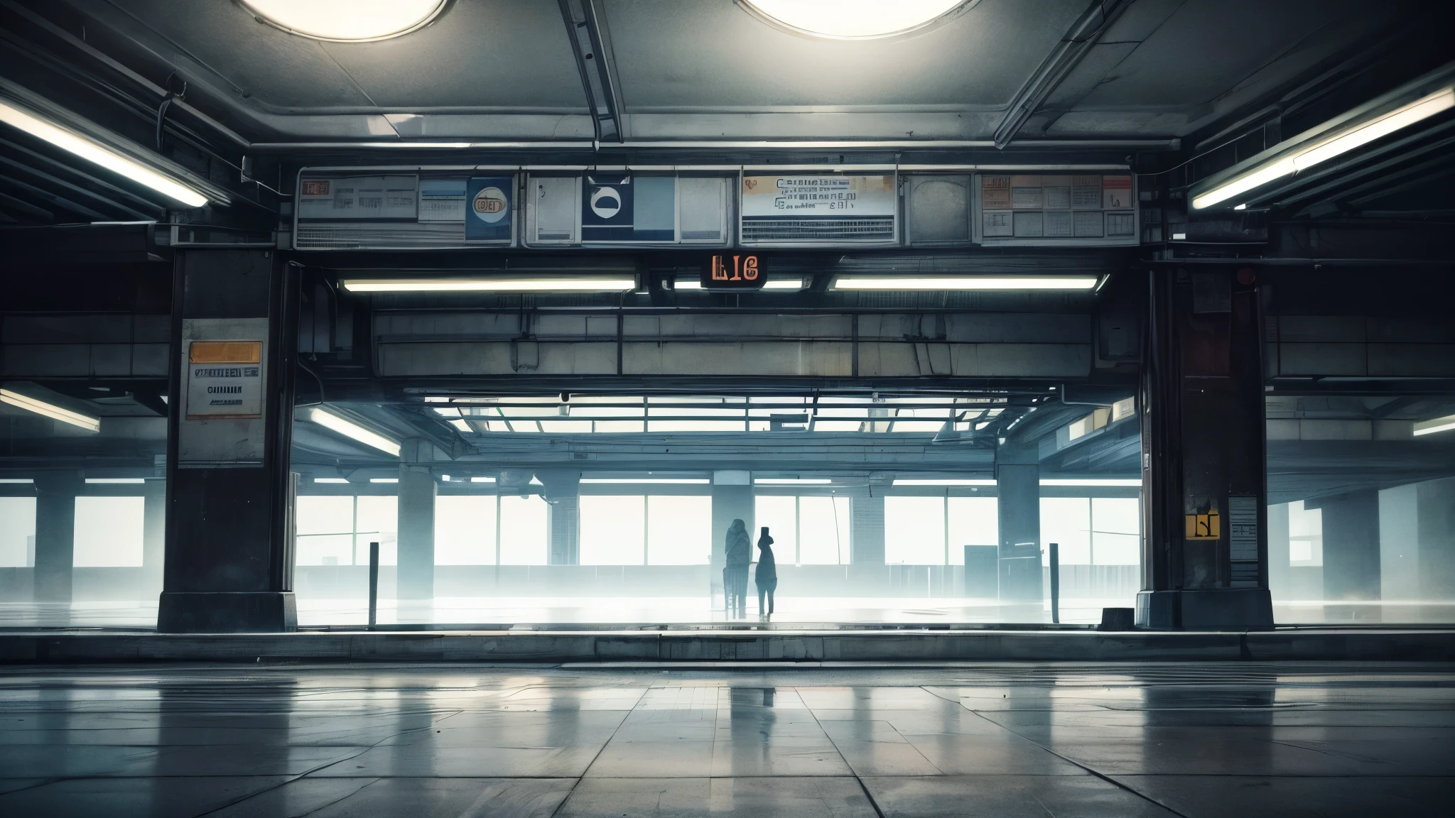 (best quality, highres, realistic:1.37), ultra-detailed, nighttime ambiance, urban vibe, cinematic, moody, retro, vibrant colors, bokeh, film noir, surreal, bustling city, atmospheric, foggy atmosphere, dimly lit, neon lights, dramatic shadows, vintage aesthetics, timeless, mysterious, artistic, captivating, cityscape, motion blur, people passing by, reflections, empty platforms, deserted stations, long exposure, urban landscape, urban decay, gritty textures, geometric lines, perspective, depth, leading lines, contrast