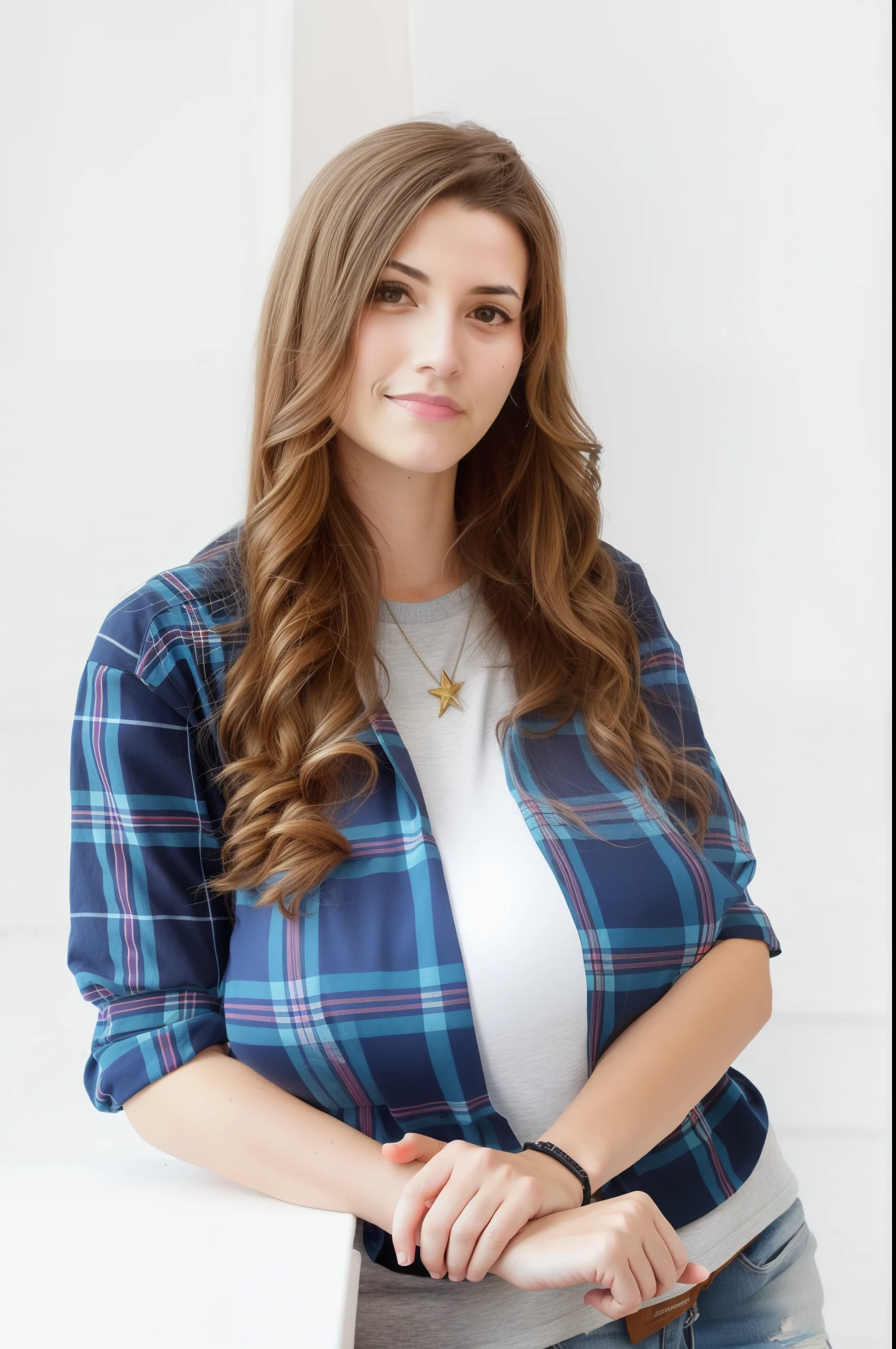 hidden breasts, plain t-shirt, (big giant enormous oversized massive huge colossal breasts:1.55), (gigantic sagging breasts:1.55), open jacket