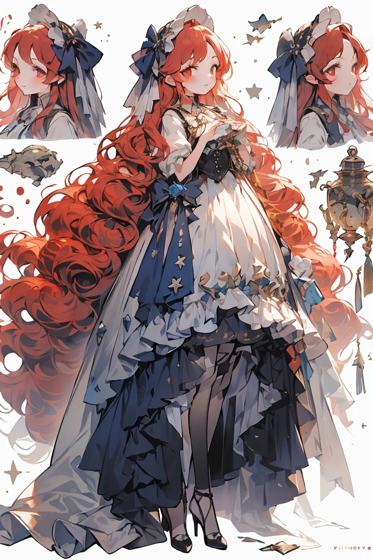 (masterpiece:1.2), best quality,PIXIV,fairy tale girl, 1 girl, red hair, red eyes, red dress, ta fashion