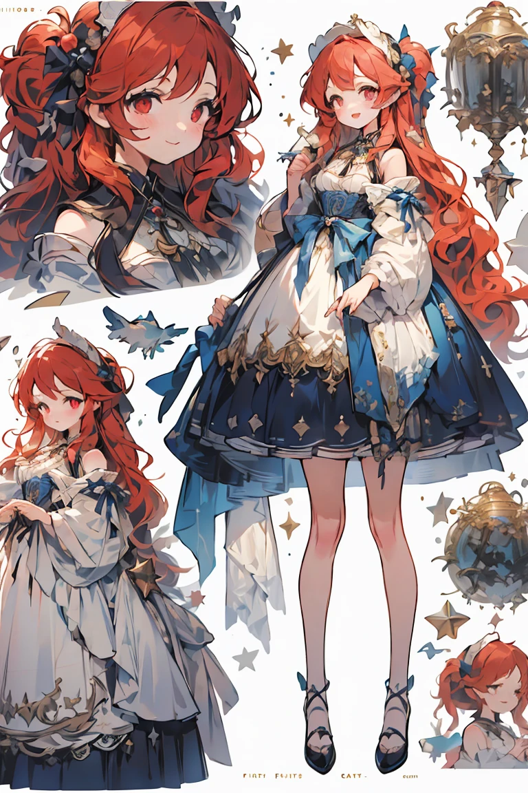 (masterpiece:1.2), best quality,PIXIV,fairy tale girl, 1 girl, red hair, red eyes, red dress, lolita fashion