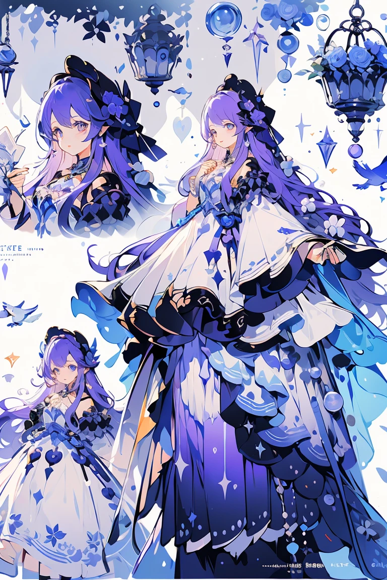 (masterpiece:1.2), best quality,PIXIV,fairy tale girl, 1 girl, purple hair, puple eyes, purple dress, ta fashion, purple theme