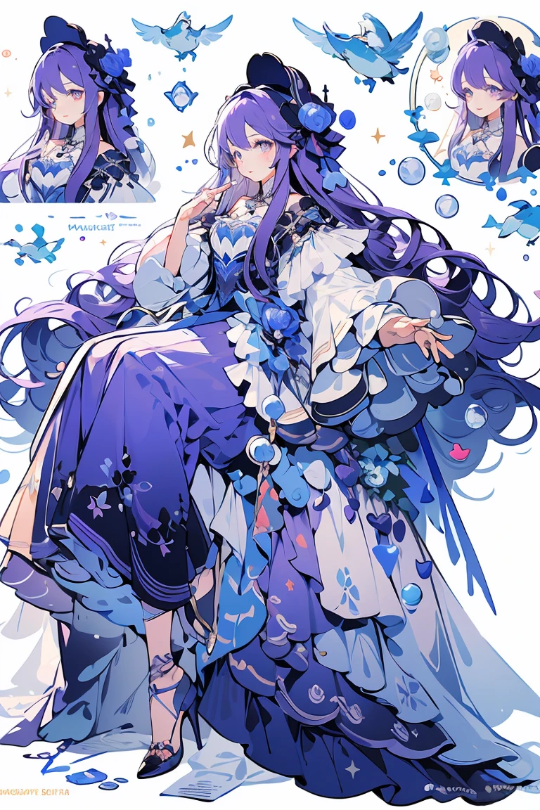 (masterpiece:1.2), best quality,PIXIV,fairy tale girl, 1 girl, purple hair, puple eyes, purple dress, ta fashion, purple theme