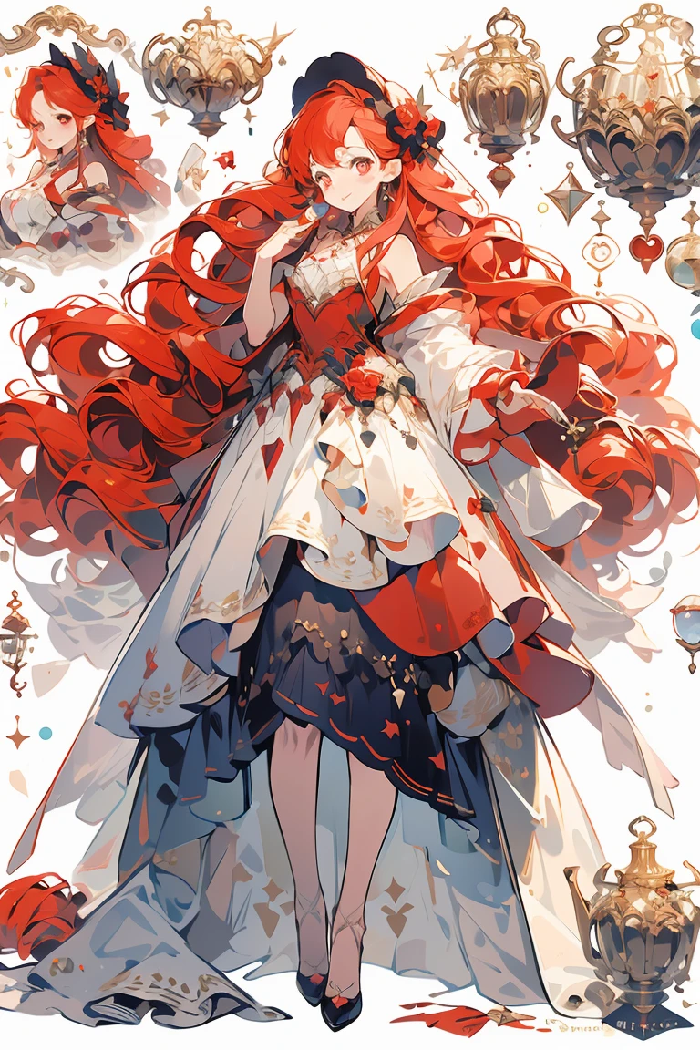 (masterpiece:1.2), best quality,PIXIV,fairy tale girl, 1 girl, red hair, red eyes, red dress, lolita fashion