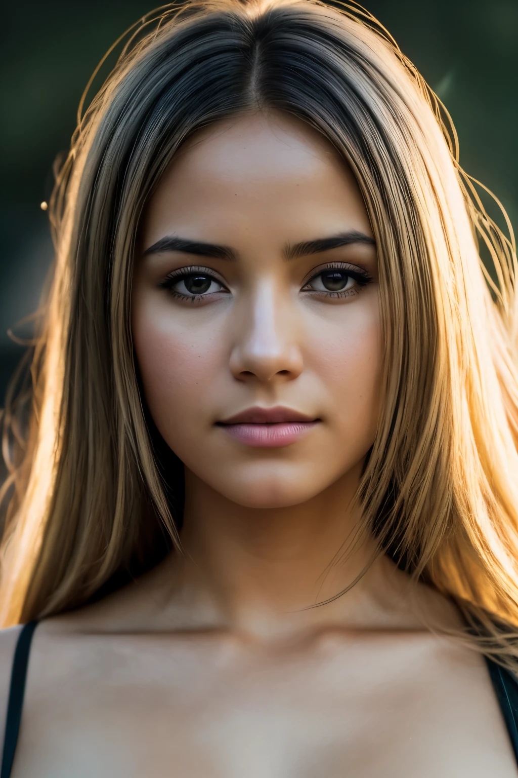 Latina Women's High Angle, bright blonde hair, Wearing a short and tight dress, city, natural skin texture, 24mm, 4K texture, soft movie-like light, RAW photo, photorealism, realistic, Complex, elegant, very detailed, sharp focus, ((((((cinematic look)))), soft tones, insane details, Complex details, very detailed, low contrast, soft movie-like light, dark color, exposure mix, HDR, faded