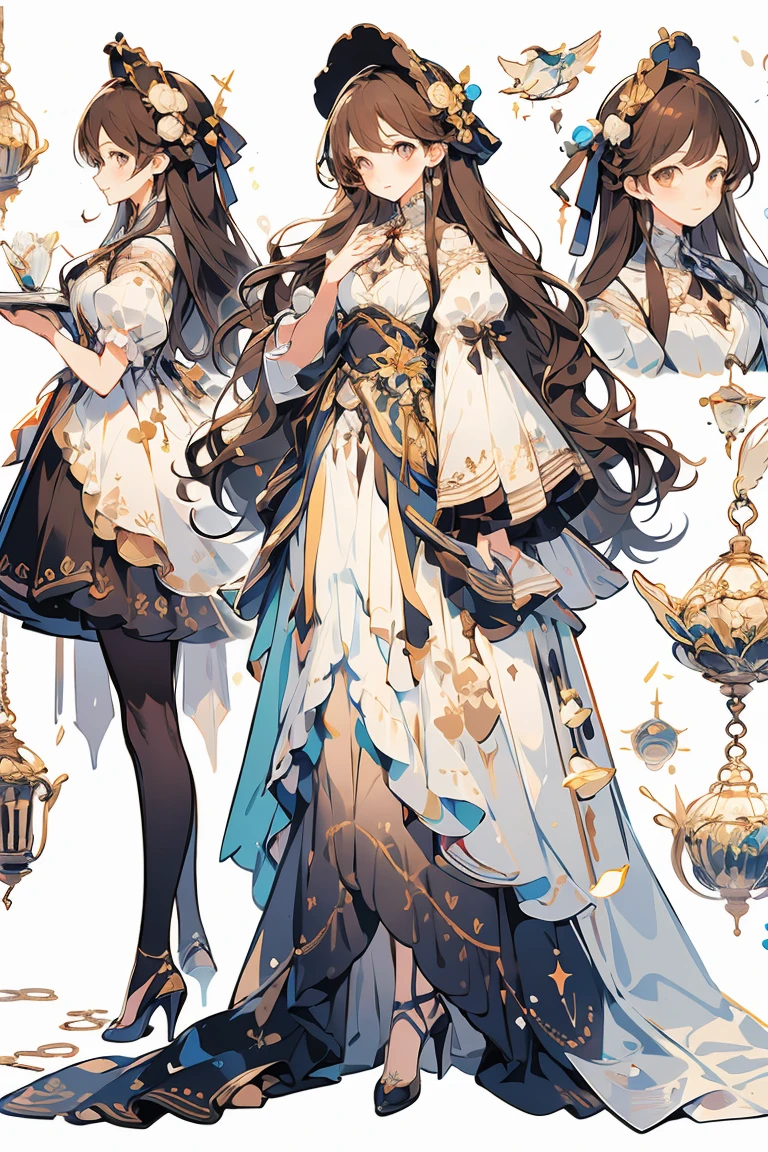 (masterpiece:1.2), best quality,PIXIV,fairy tale girl, 1 girl, brown hair, brown eyes, brown dress, lolita fashion, all brown theme