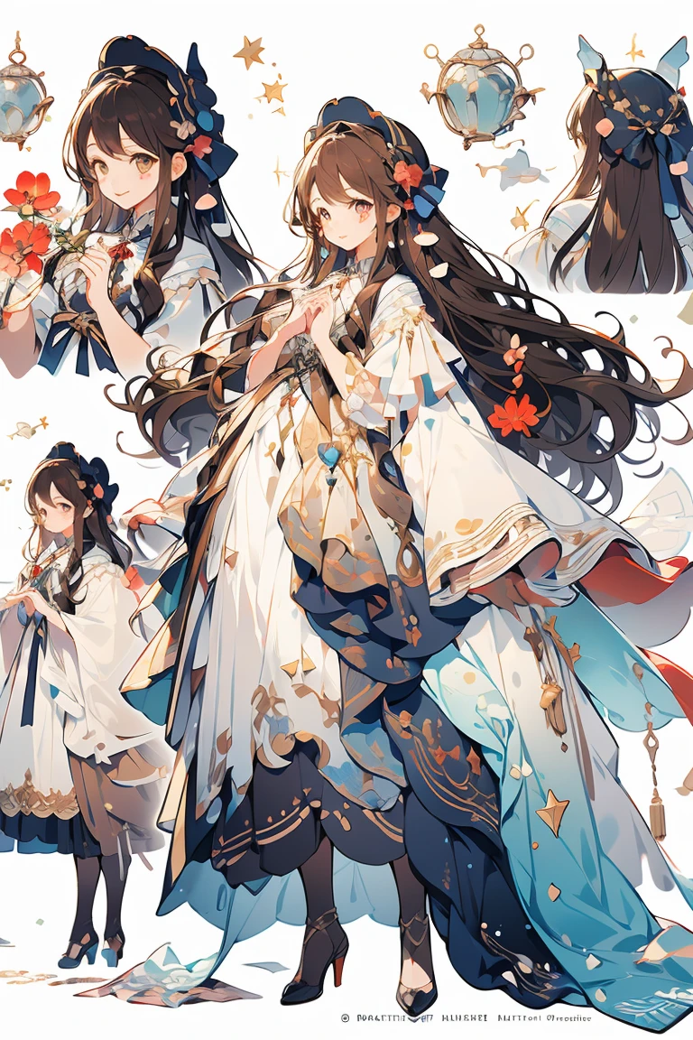 (masterpiece:1.2), best quality,PIXIV,fairy tale girl, 1 girl, brown hair, brown eyes, brown dress, lolita fashion, brown theme