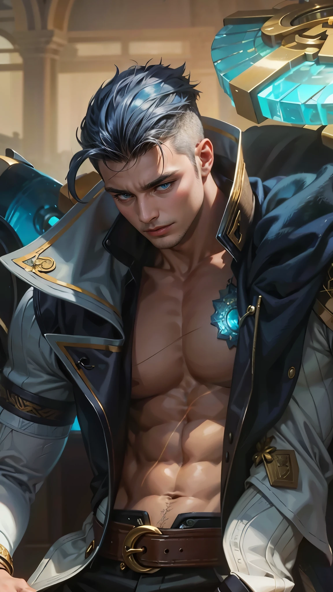 Best quality, masterpiece, detailed skin texture, detailed clothes texture, detailed face, super detail, 8k, intricate detail, The color doesn't change, Muscle guy, 30 years old