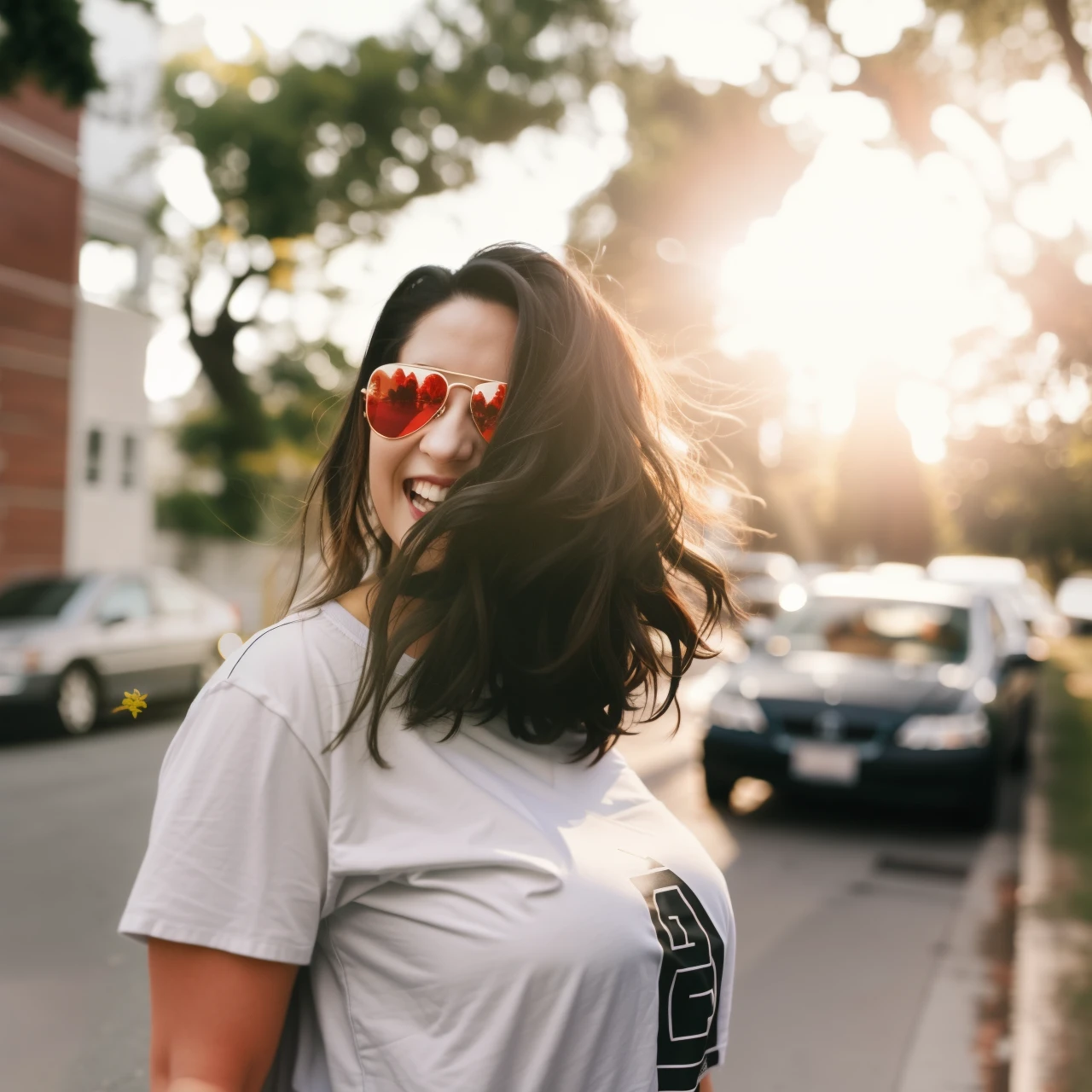 hidden breasts, angled view, t-shirt, (big giant enormous oversized massive huge colossal breasts:1.25), (gigantic sagging breasts:1.25)