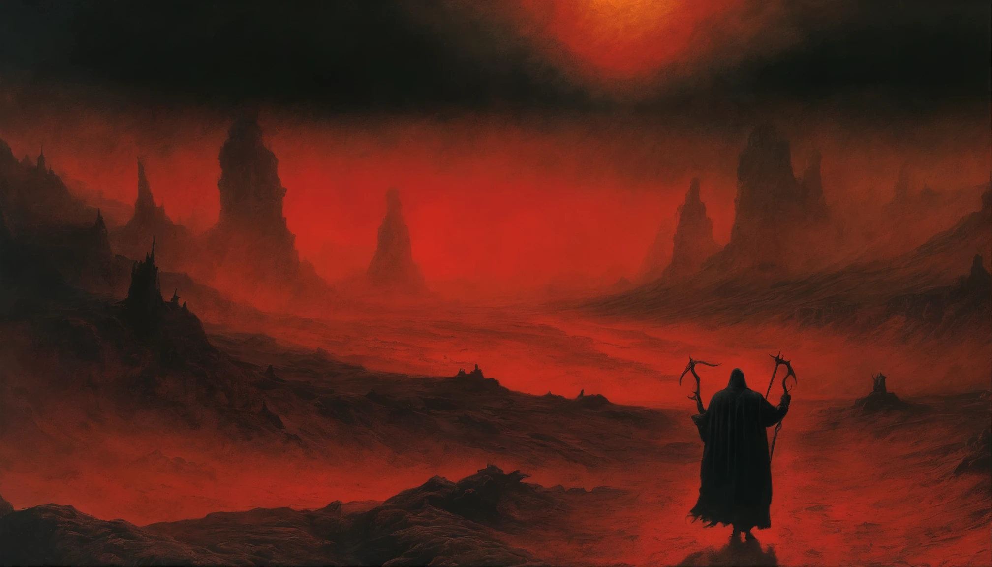 Final War,angel and demon　black　red　beksinski