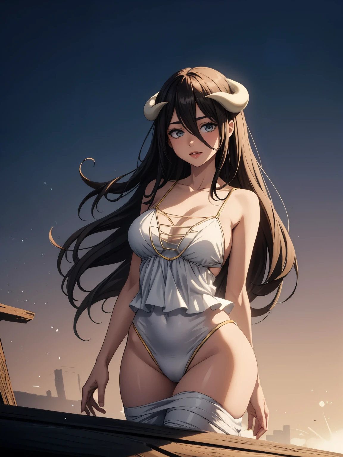 ((masterpiece)), (best quality),, official art, extremely detailed CG unity 8k wallpaper, highly detailed, shiny skin, Depth of field, vivid color,, 1girl, (curvy:0.6), (full body:0.8), girl wearing skirt or dress, sexy , portrait sophie mudd, casual pose, gorgeous young model, cute young woman, a beautiful -aged girl, very pretty model, young , cute young girl, beautiful young girl, beautiful model, long black hair, dark hair, shiny hair, young and cute girl, girl, Albedo, Overlord, Albedo anime, anime, looking at me, high shadow texturing, shadows included, looking epic, epic background, epic place, single person, nobody else, wearing swimsuit,horns, wearing somethink cute, wearing cute dress, adorable, kawaii, cute, proud, happy, definision of happines, sun is shining, sunshine, epic lighting, sunning