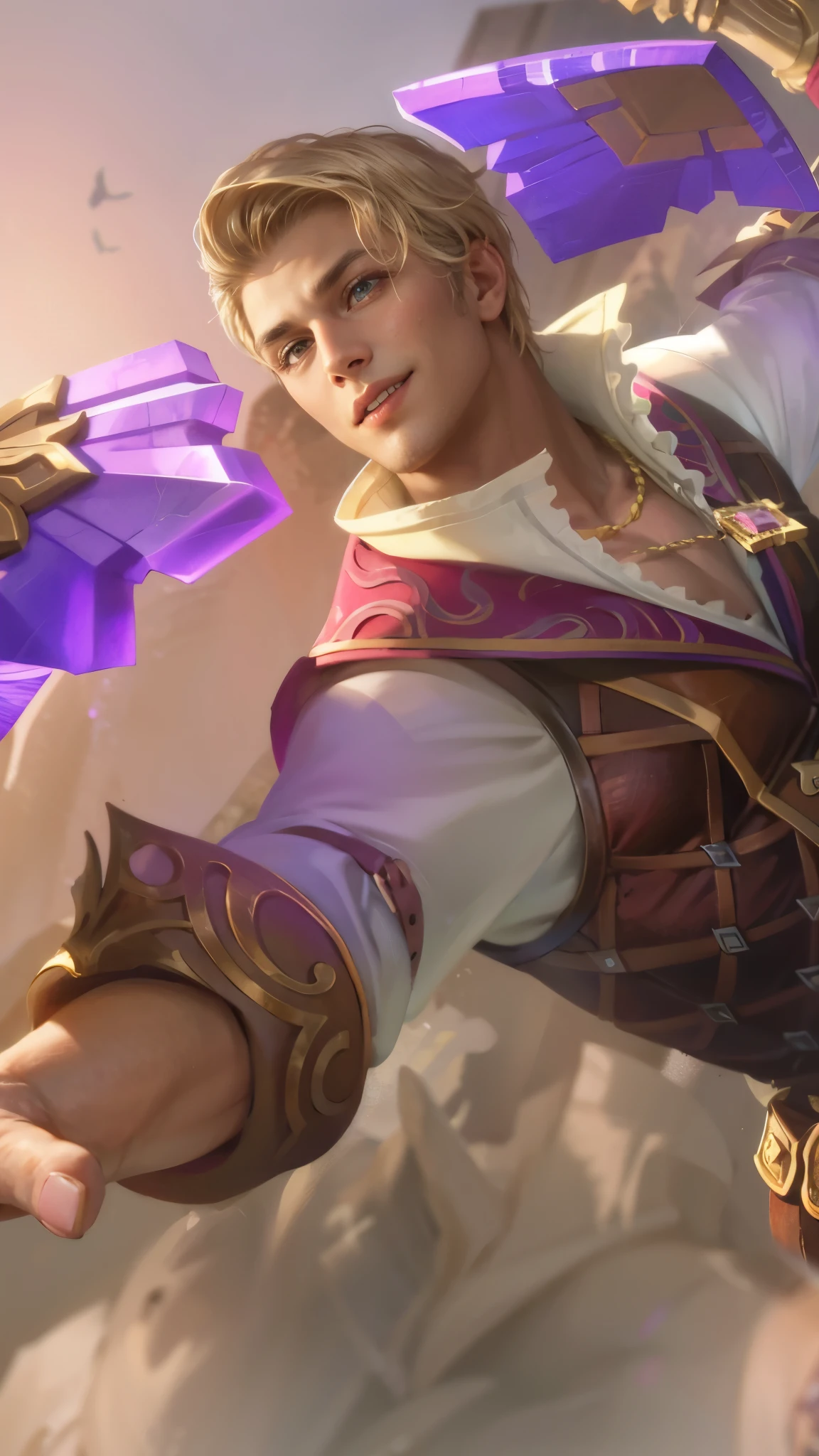 Best quality, masterpiece, detailed skin texture, detailed clothes texture, detailed face, detail hair, super detail, 8k, intricate detail, The color doesn't change, Muscle guy, 30 years old, devil smile