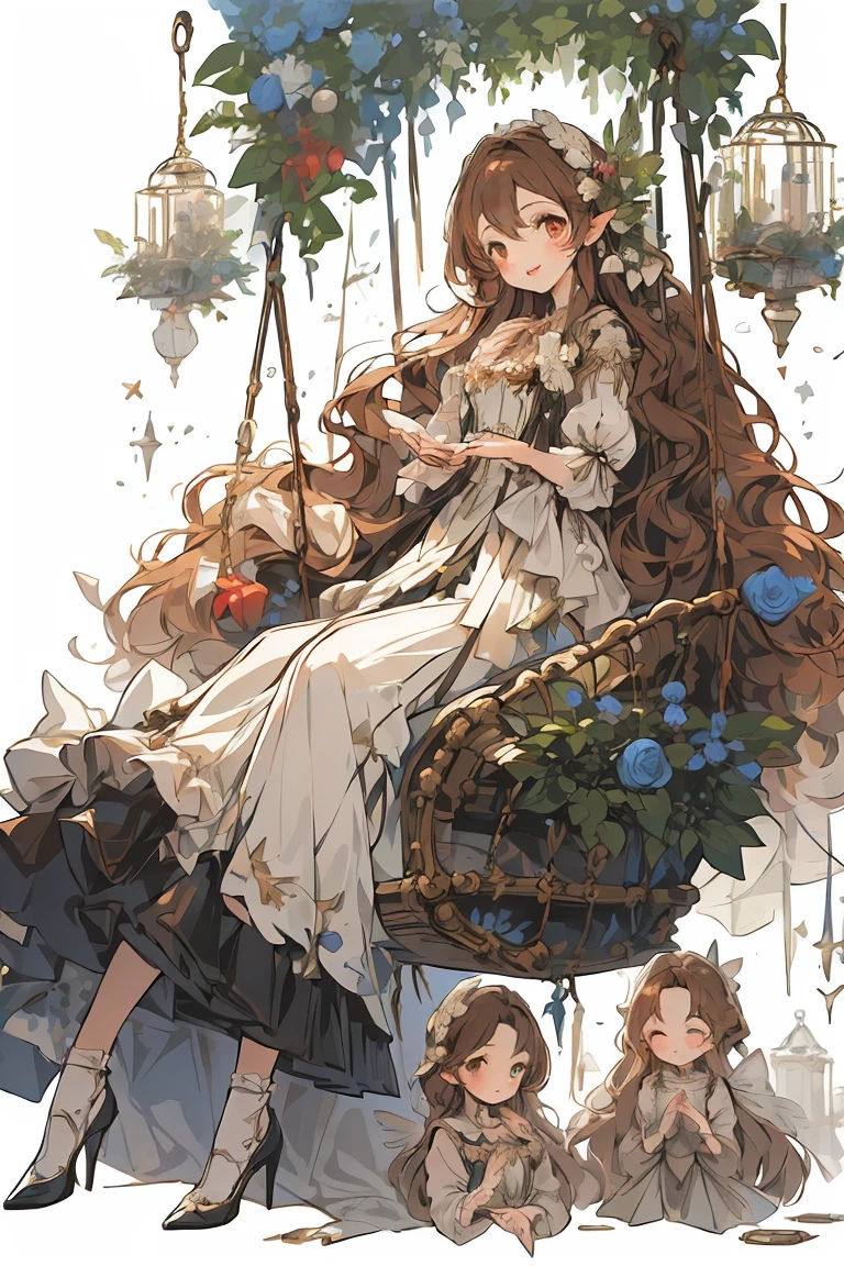 (masterpiece:1.2), best quality,PIXIV,fairy tale girl, 1 girl, brown hair, brown eyes, brown dress, lolita fashion, all brown theme