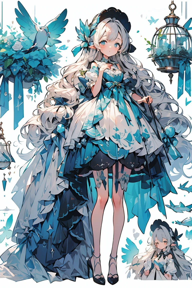 (masterpiece:1.2), best quality,PIXIV,fairy tale girl, 1 girl, teal hair, teal eyes, teal dress, lolita fashion, teal theme