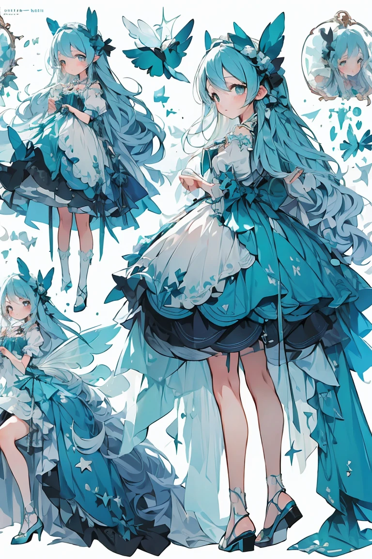 (masterpiece:1.2), best quality,PIXIV,fairy tale girl, 1 girl, teal hair, teal eyes, teal dress, lolita fashion, teal theme