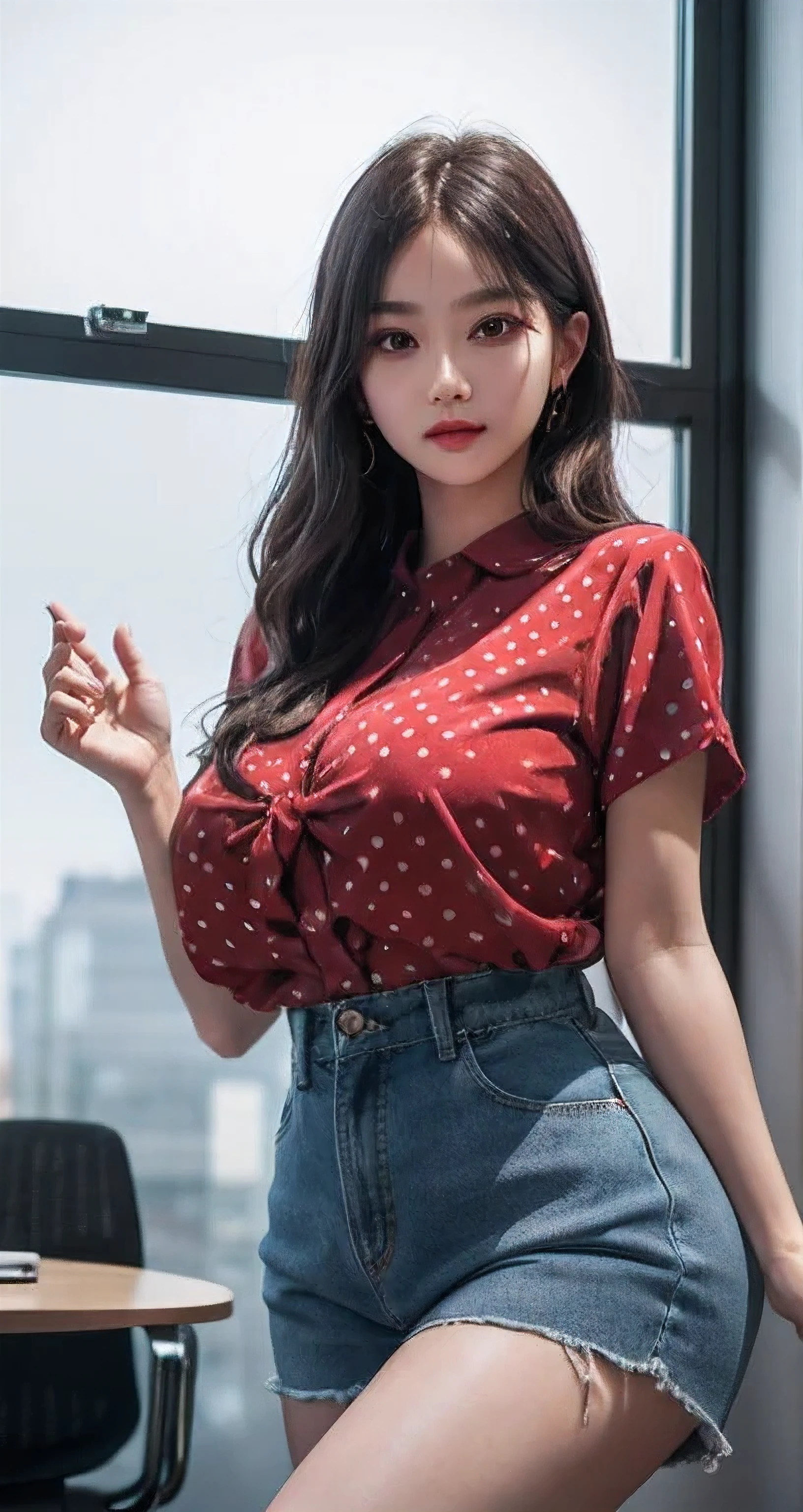 Best Quality Detail:1.2, realisitic, 8K UHD, hight resolution, 1girl in:1.2, The ultra-detailliert, High quality textures, intricate detailes, detaileds, Very detailed CG, High quality shadows, Detail Beautiful delicate face, Detail Beautiful delicate eyes, depth of fields, Ray traching, masterpiece, best quality,ulzzang -6500-v1.1:0.6, pureerosface_v1, Pretty Kpop Girl, Korean Urzan Face:1.1, milf, 28 year old woman,long neon yellow hair,shiny_skin,thin_waist,huge breasts, polka_dots_midi_shirt,socks,converse, night, 4K 8K UHD Full Color RAW Photos, Fuji Film(Medium format:1.2), Hasselblad:1.2, Carl zeiss:1.1, Incredible dynamic range photography(UTIL_Art by Smoose-768:1.1), hight resolution, High pixel count, clear details, crisp image, Natural color reproduction, Noise Reduction, High fidelity, qulity, Software Improvements, Upscaling, Optimized algorithms, Pro-level retouching,crowd:1.1,depth of field,looking at viewer,random pose at the office meeting room,random pose, office meeting room atmosphere,