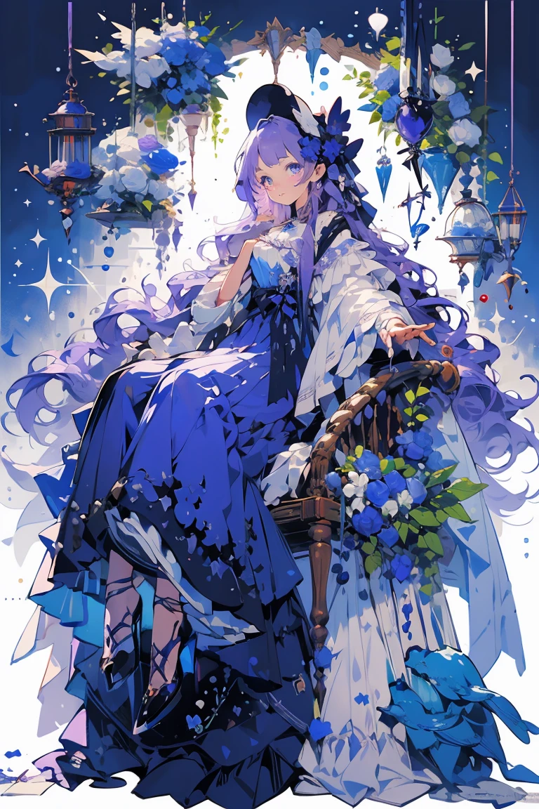 (masterpiece:1.2), best quality,PIXIV,fairy tale girl, 1 girl, purple hair, puple eyes, purple dress, ta fashion, purple theme