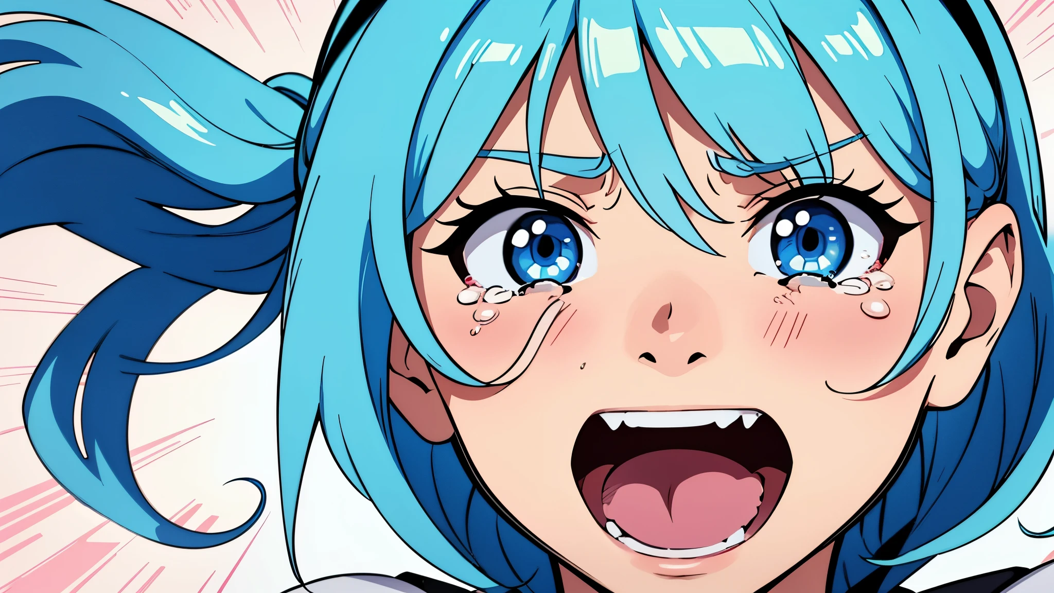 A guy with a funny face, crying Zoom face, actively shredding for tears, looking directly at the viewer, with a comical and humorous expression, 8k, highly detailed, clean line art