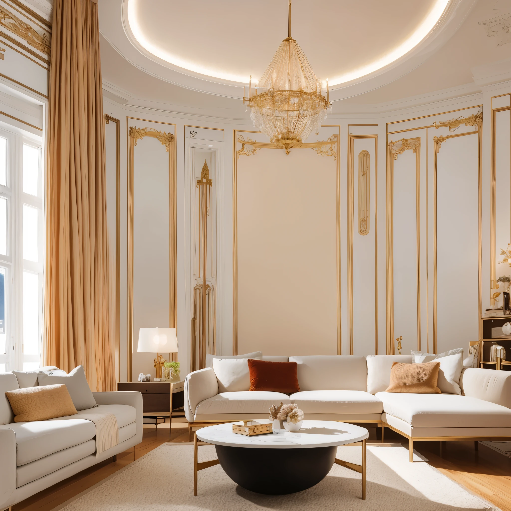 luxurious bedroom, masterpiece, best quality, Super details, ultra high resolution, original photo, 8k, modern living room, ( Fabric sofa), (Fabric pillows), Imitation stone plastic panel, Brown and white, luxurious, Charming lighting style, light and light black, A combination of tradition and modernity, light, soft atmosphere, Tough line, masterpiece, Surrealism, 32k, Extremely detailed best quality CG unity 8k wallpaper INFO