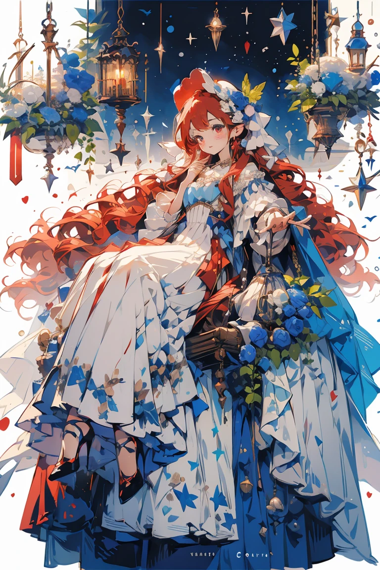 (masterpiece:1.2), best quality,PIXIV,fairy tale girl, 1 girl, red hair, red eyes, red dress, lolita fashion