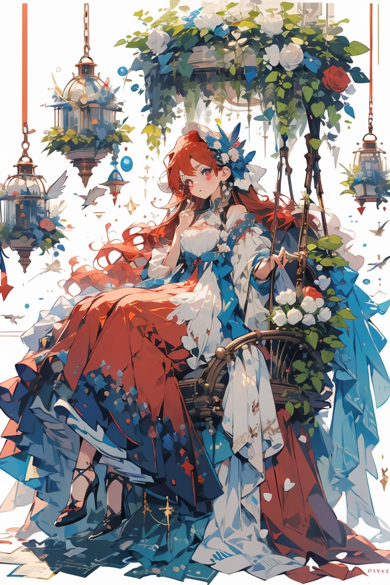(masterpiece:1.2), best quality,PIXIV,fairy tale girl, 1 girl, red hair, red eyes, red dress, lolita fashion