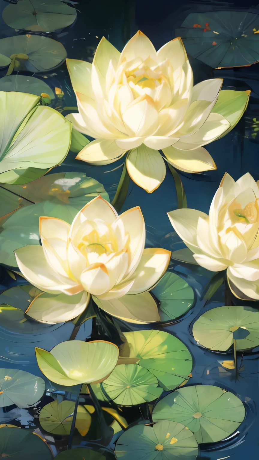 ((1 lotus leaf)),gold,green,vein,glass texture、Light,Light谱Light, Gradient translucent glass melt, Caustics, clean