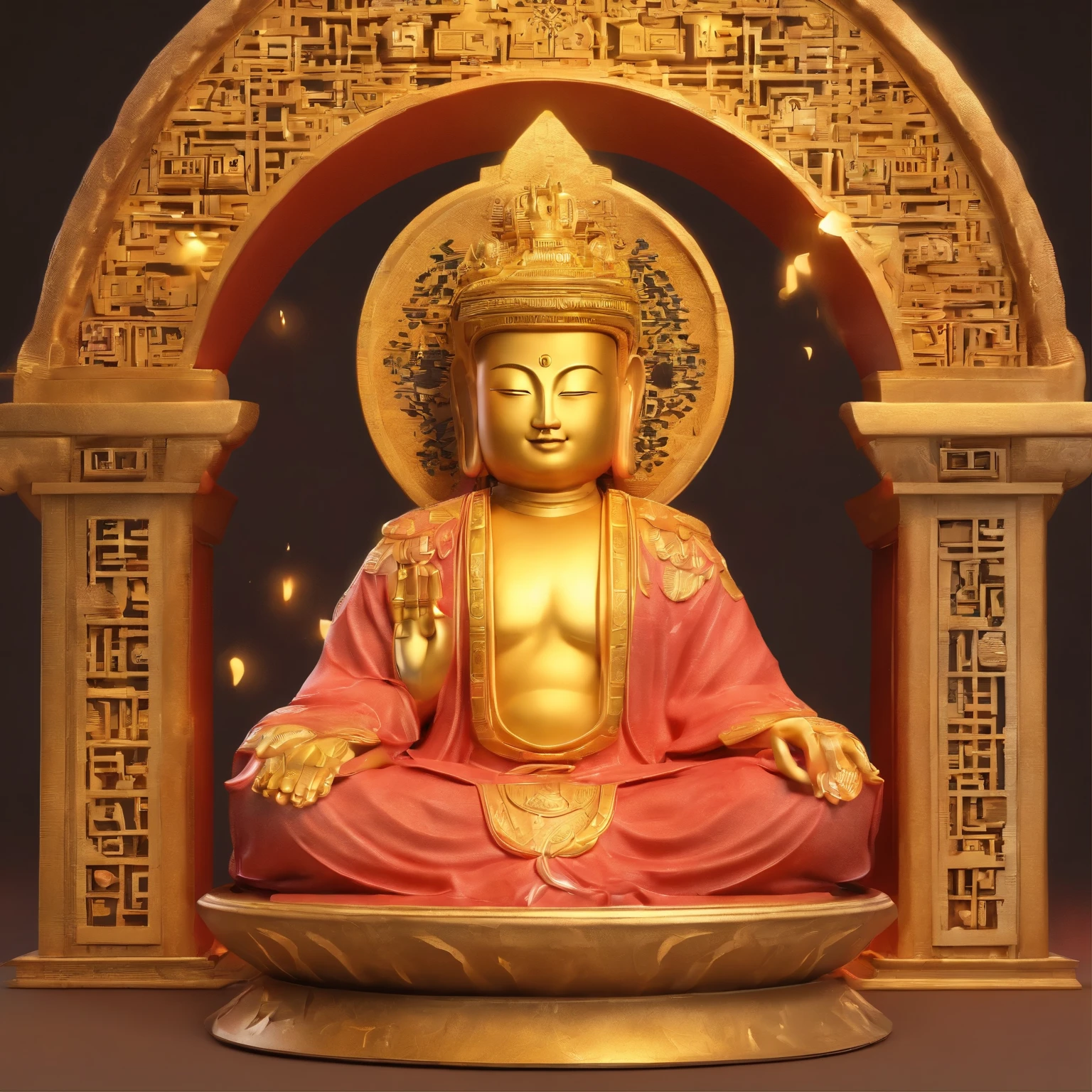 Jizo Bodhisattva,golden body,Colorful clouds,romantic ancient style,Three-dimensional ancient style,plant glow,photography style,lifelike,clear,illumination,high quality,Realism,8K,HD,