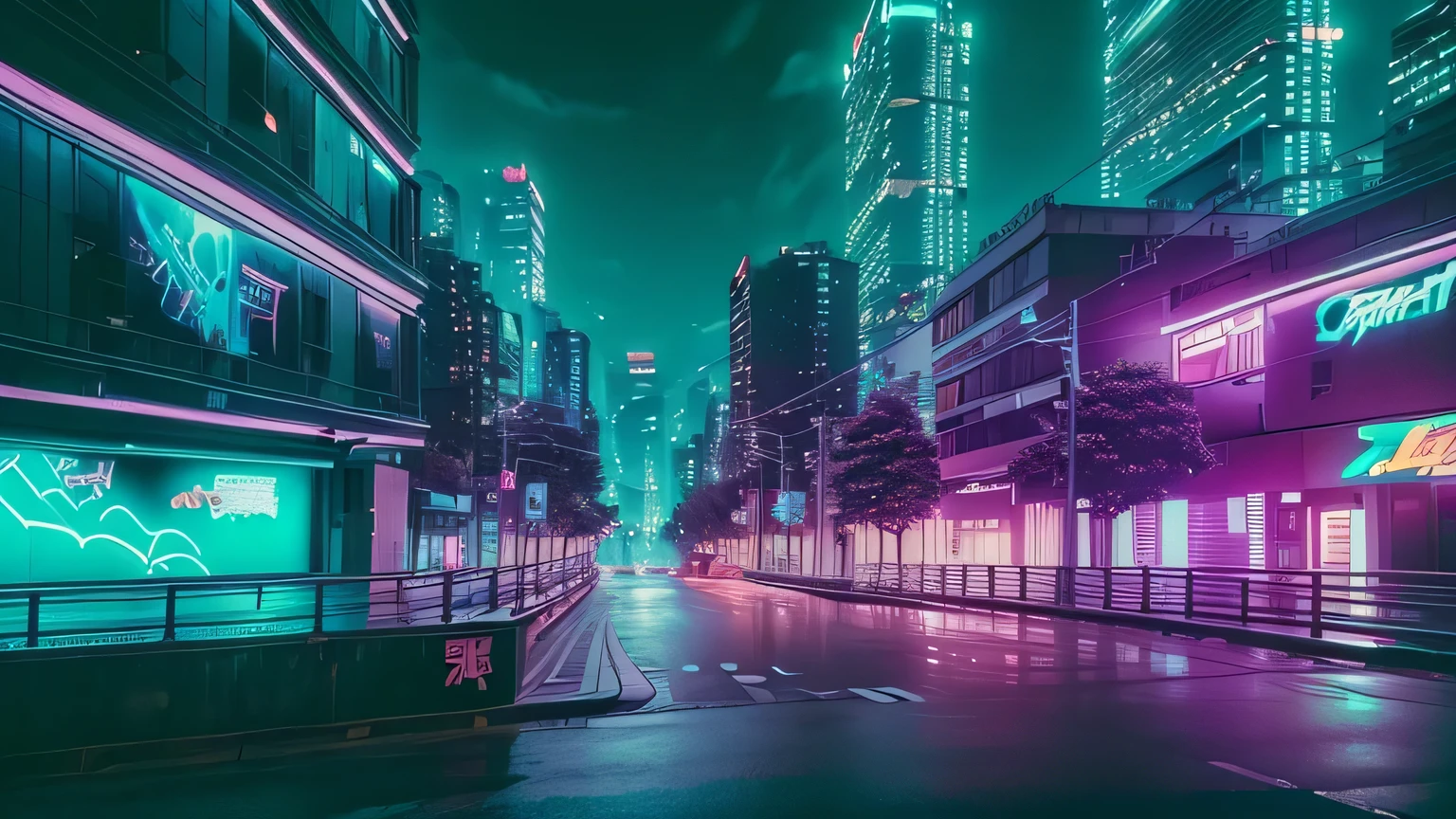 (Paisagem urbana cyberpunk, (aesthetics and atmosphere:1.2), Japanese scenario, (noite: 1.5), graffiti marking, (nobody: 1.5), (rua: 1.5), (buildings))