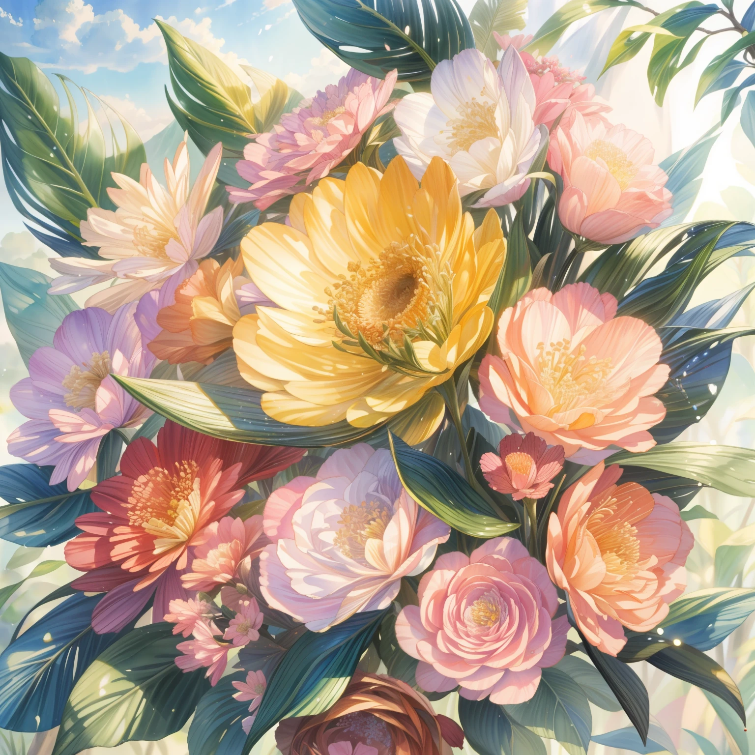 (best quality,4k,8k,highres,masterpiece:1.2),ultra-detailed,(realistic,photorealistic,photo-realistic:1.37),colorful style, digital art, official art, blowing, masterpiece, beautiful, watercolor, painting, splashing, intricate details, detailed(0.7), popular topics on art station, Rachel Walker