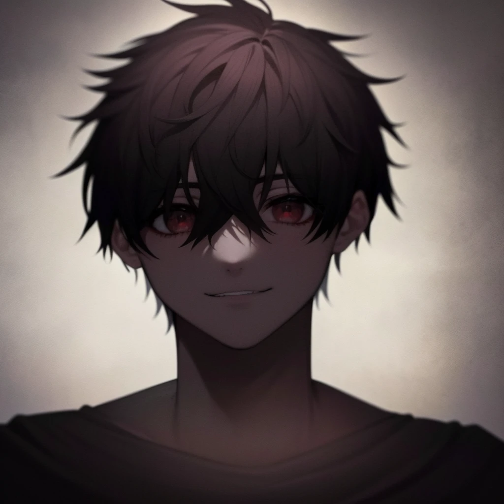 Japanese cartoons boy with black hair and brown eyes staring at the camera, portrait Gaimoyedre grimdark, Gaimoyedre grimdark, detailed Japanese cartoons soft face, semi realistic Japanese cartoons, semi - realistic Japanese cartoons, Japanese cartoons. soft light, Danganronpa digital art, high detailed face Japanese cartoons, Kaneki Lab, Gaimoyedre, Kaneki Lab