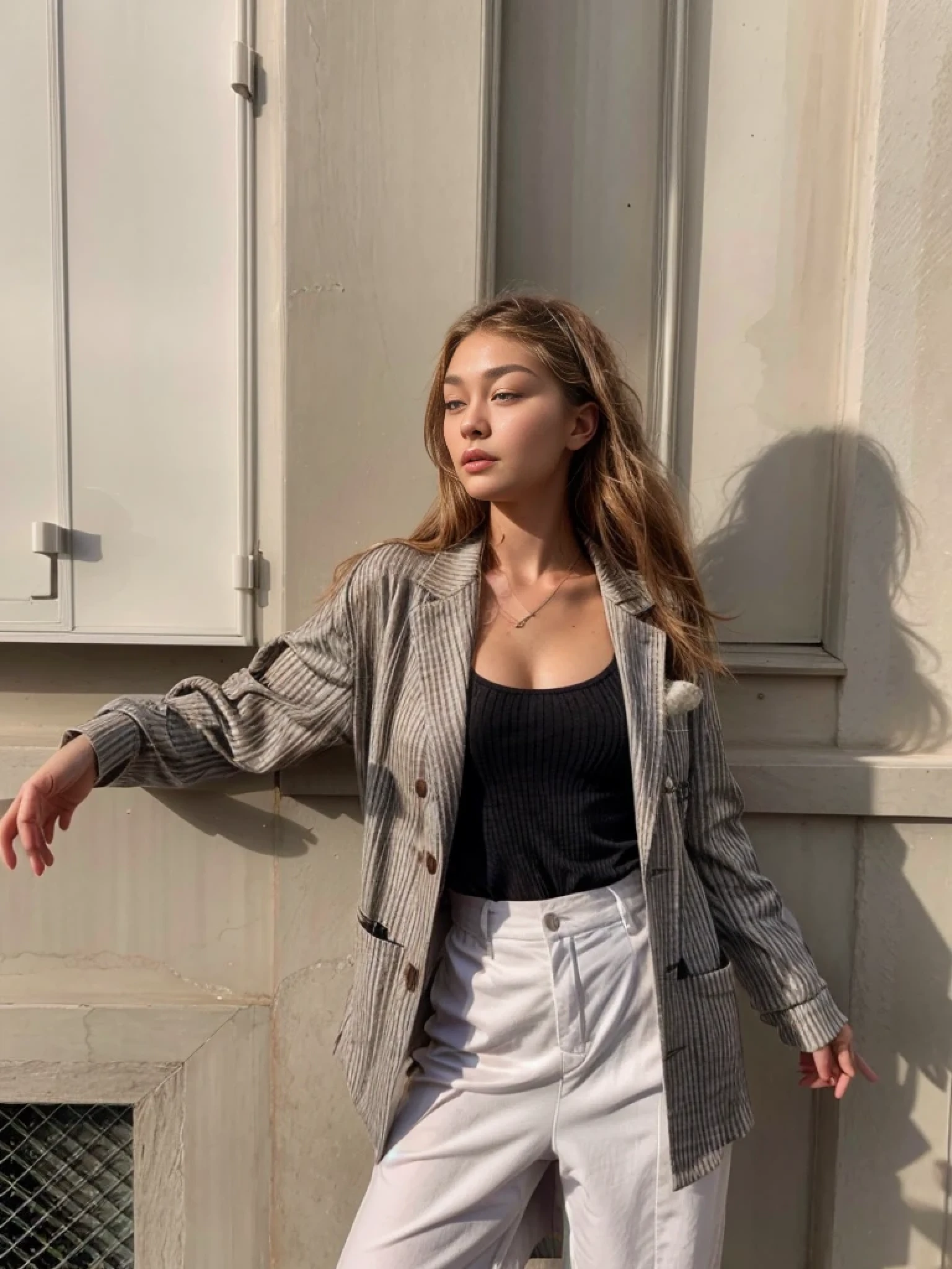meilleure qualité, 8K, chef-d'ouvrages d'art: 1.3), 1 fille ( Gigi Hadid ) aux cheveux dégradé brun, sexy